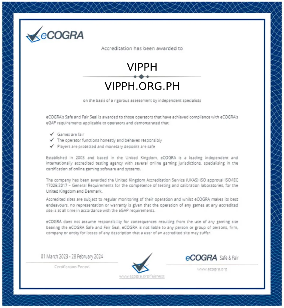 VIPPH eCOGRA License